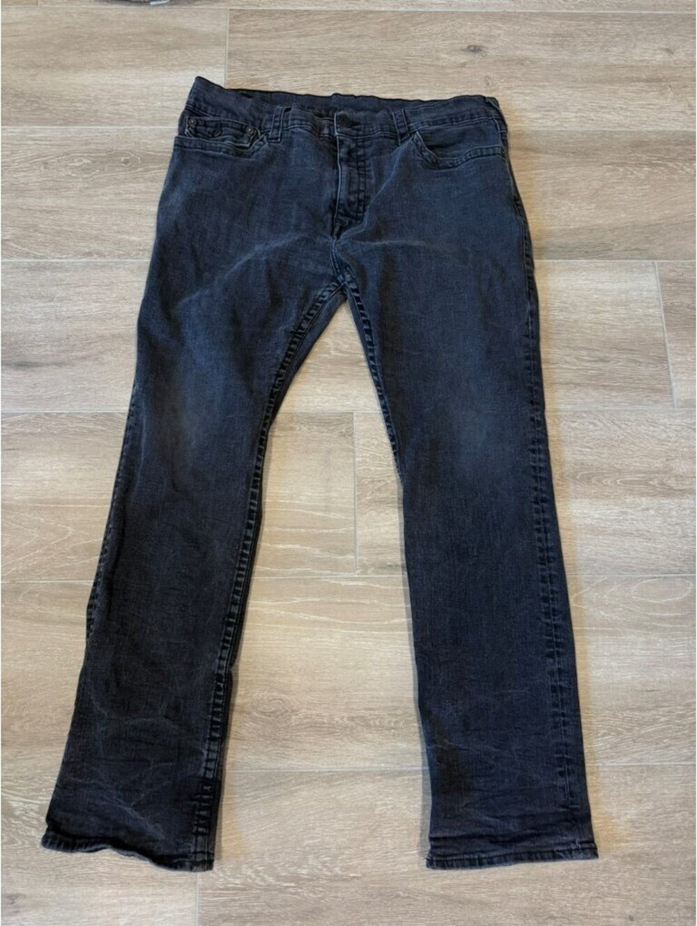True Religion Ricky Relaxed Straight Jeans Black 40 Mens